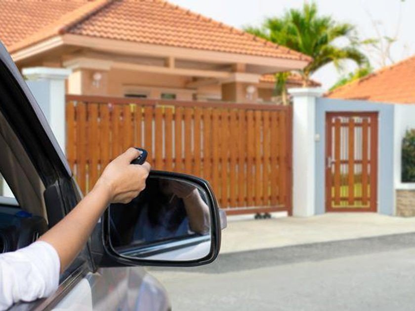 A sleek, modern automated gate system installed by Bradenton FL Garage Door Repair, highlighting its functionality and design