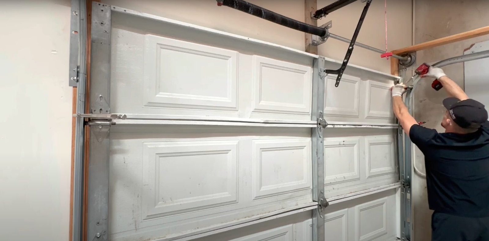 Newly repaired garage door highlighting the replacement process in Bradenton, FL